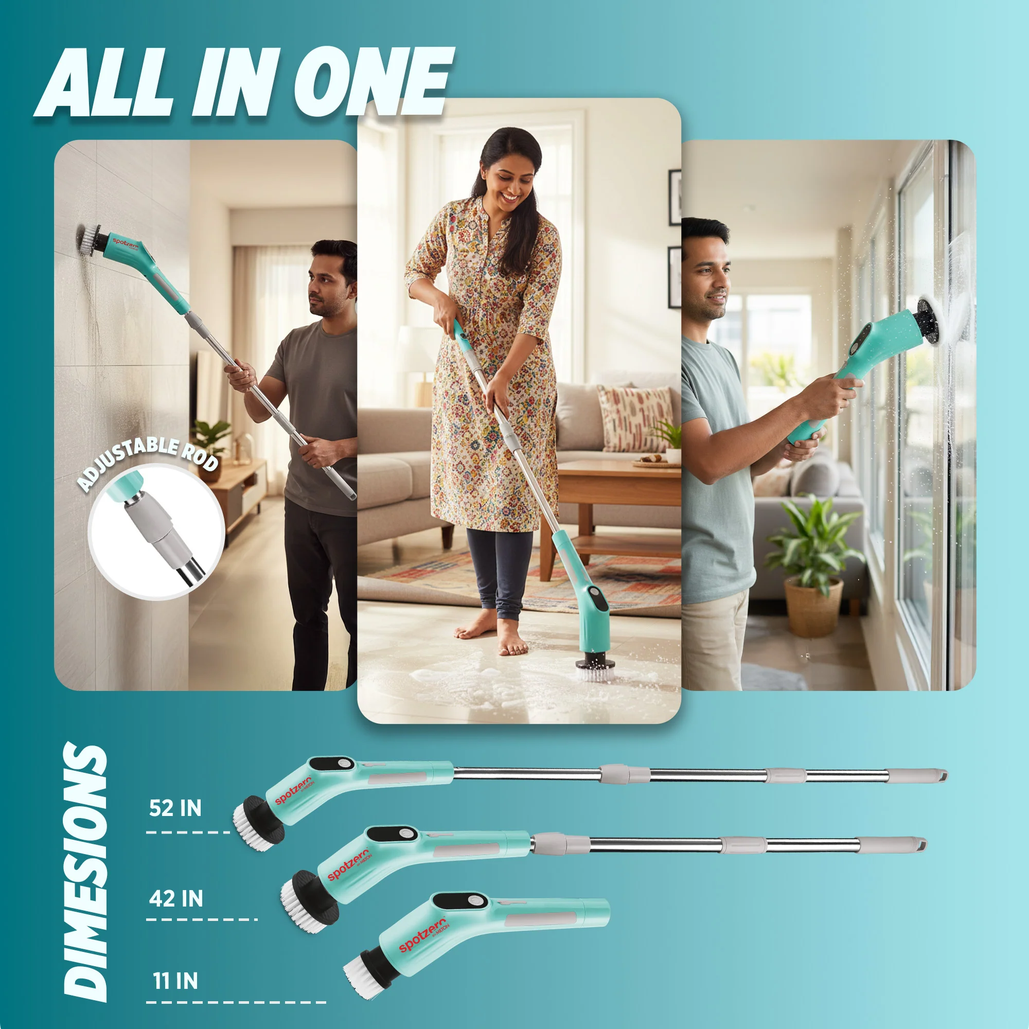 8-In-1 Electric Cleaning Brush Scrubber (Spotzero by Milton) - Image 7