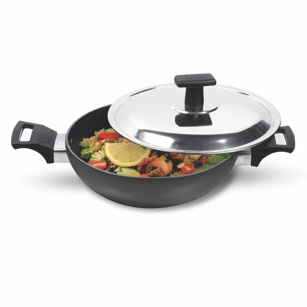 Hard Anodized Kadhai With Stainless Steel Lid (Milton Procook)