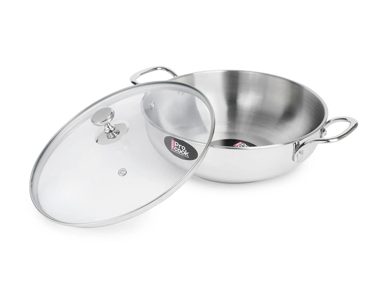 Kadhai with Glass Lid Stainless Steel Sandwich Bottom (Milton Procook) - Image 3