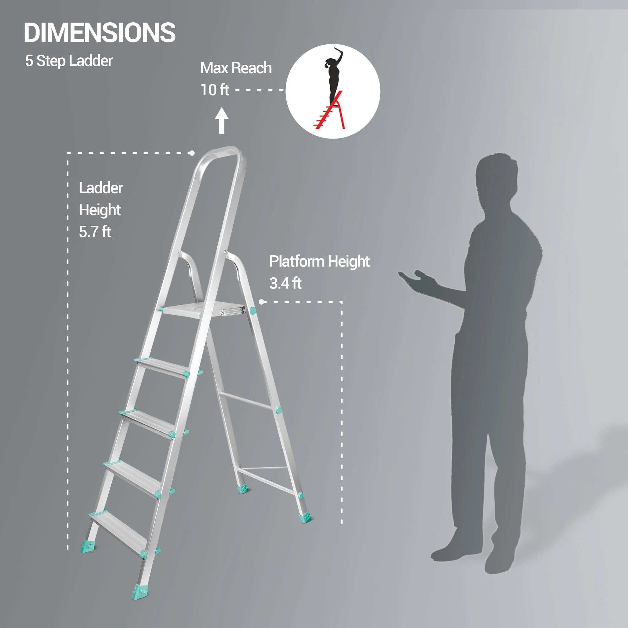 Foldable Aluminum Ladder (Milton) - Image 8