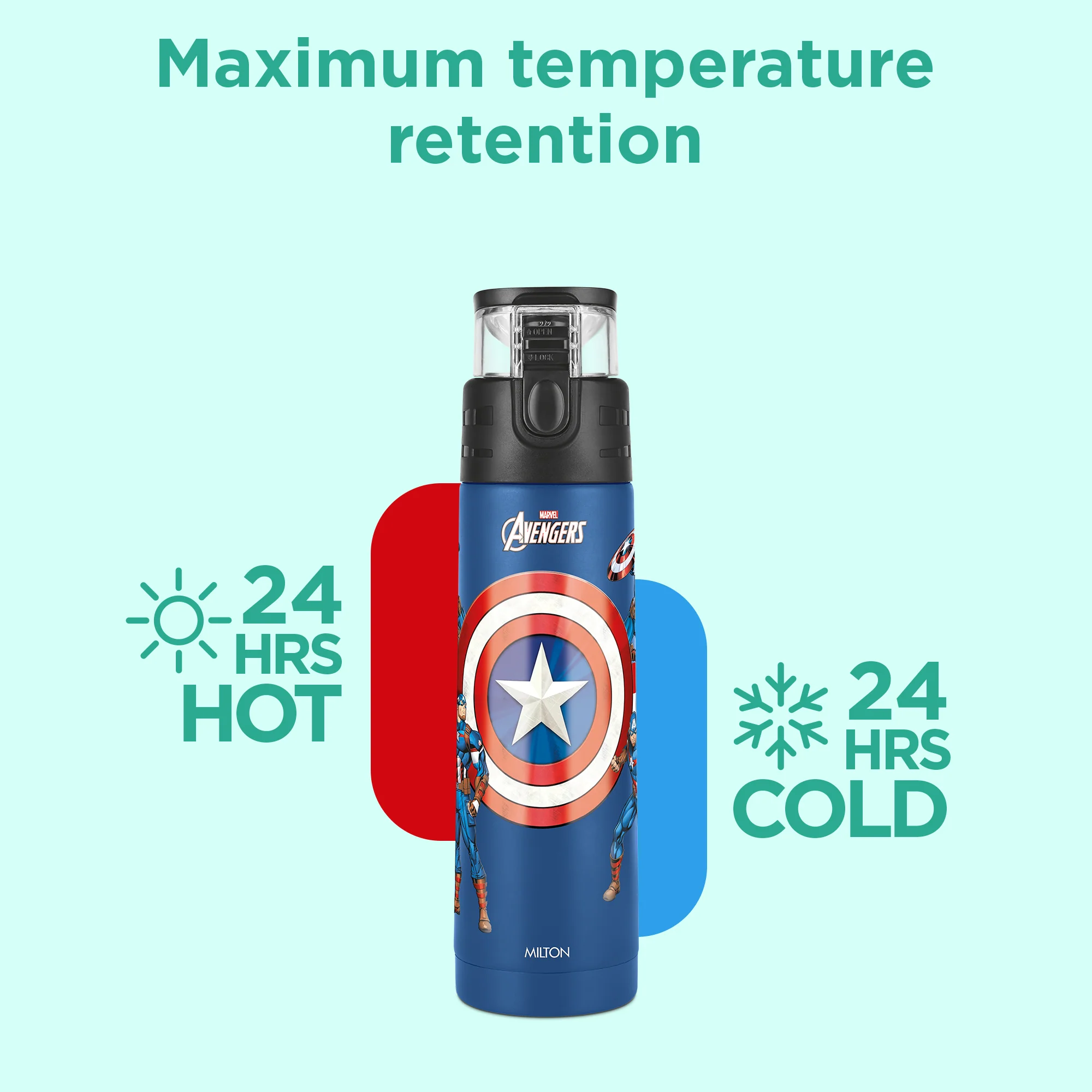 Marvel Mighty Captain America Thermosteel Bottle (Milton) - Image 2