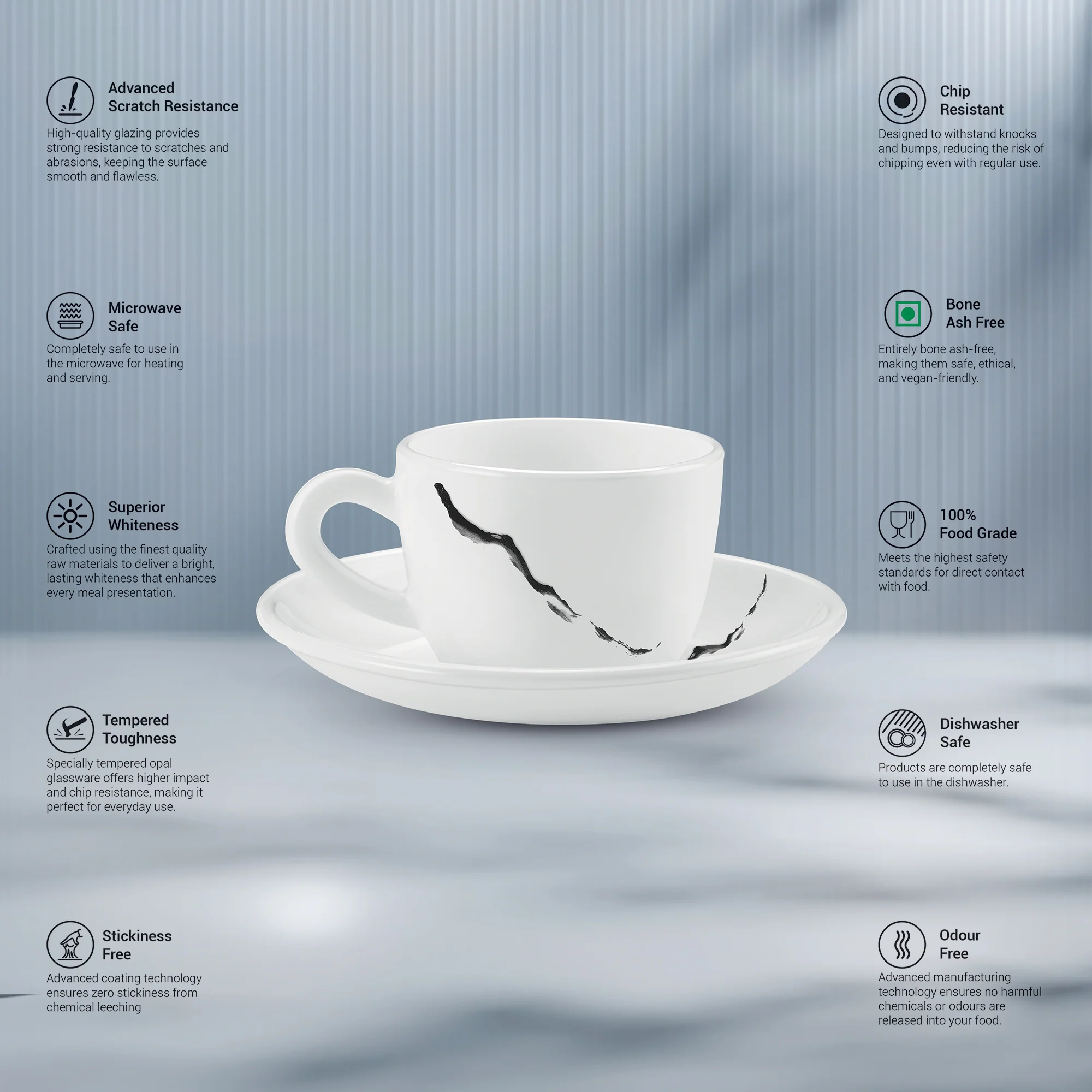 Ophelia 13 CL Cup Saucer Set - STRIA (Treo by Milton) - Image 2