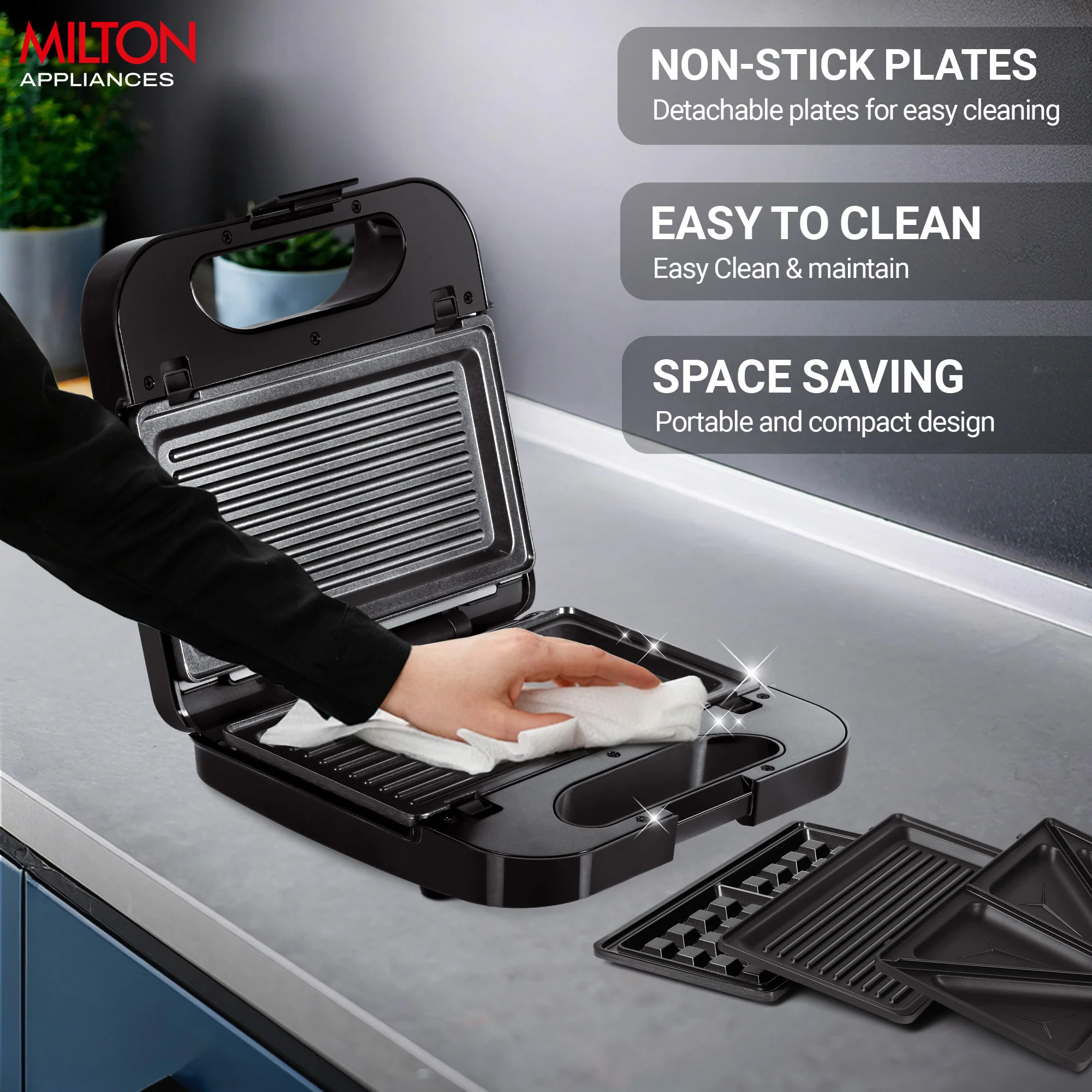 Wodden Sandwich Griller HSM003 3-IN-1 (Milton) - Image 3