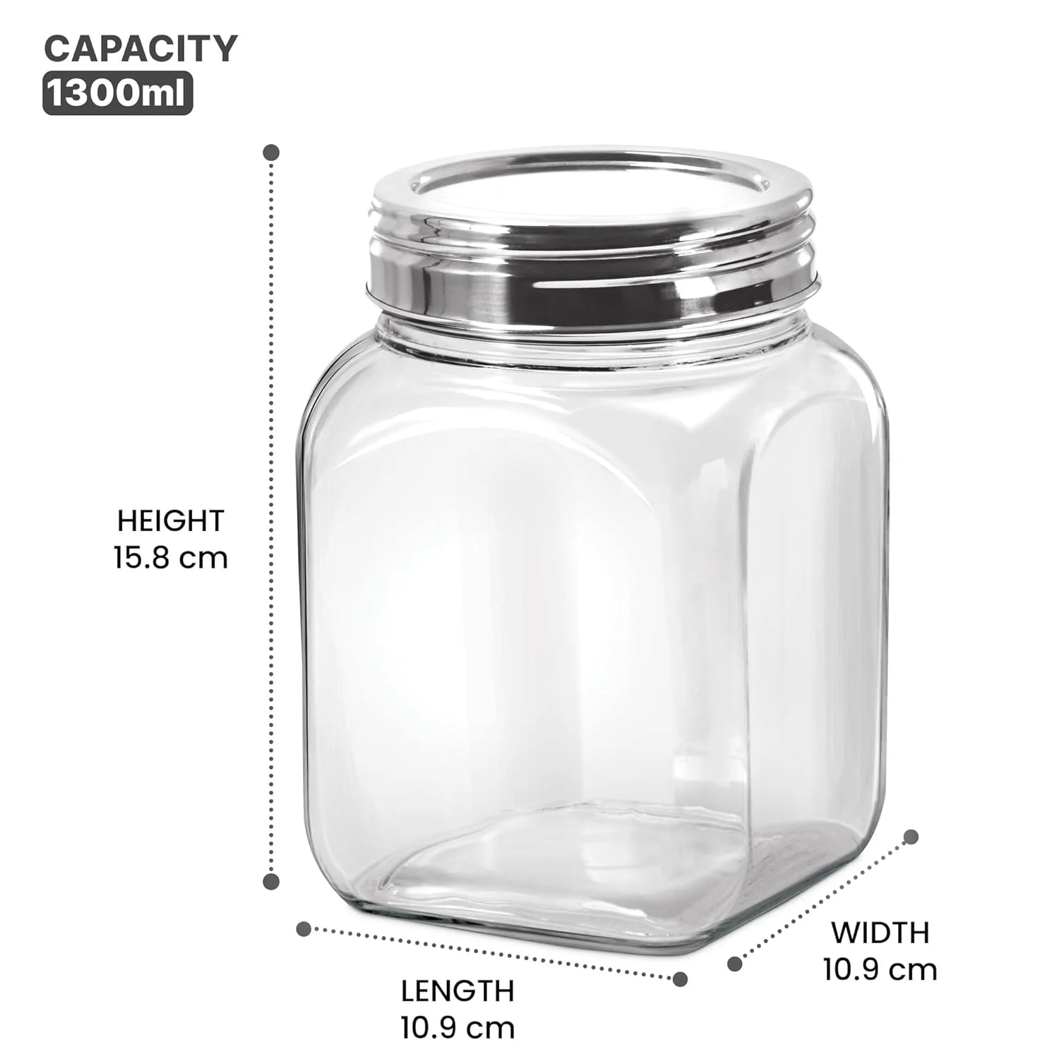 Square Jar With SS 304 Lid (Treo by Milton) - Image 7