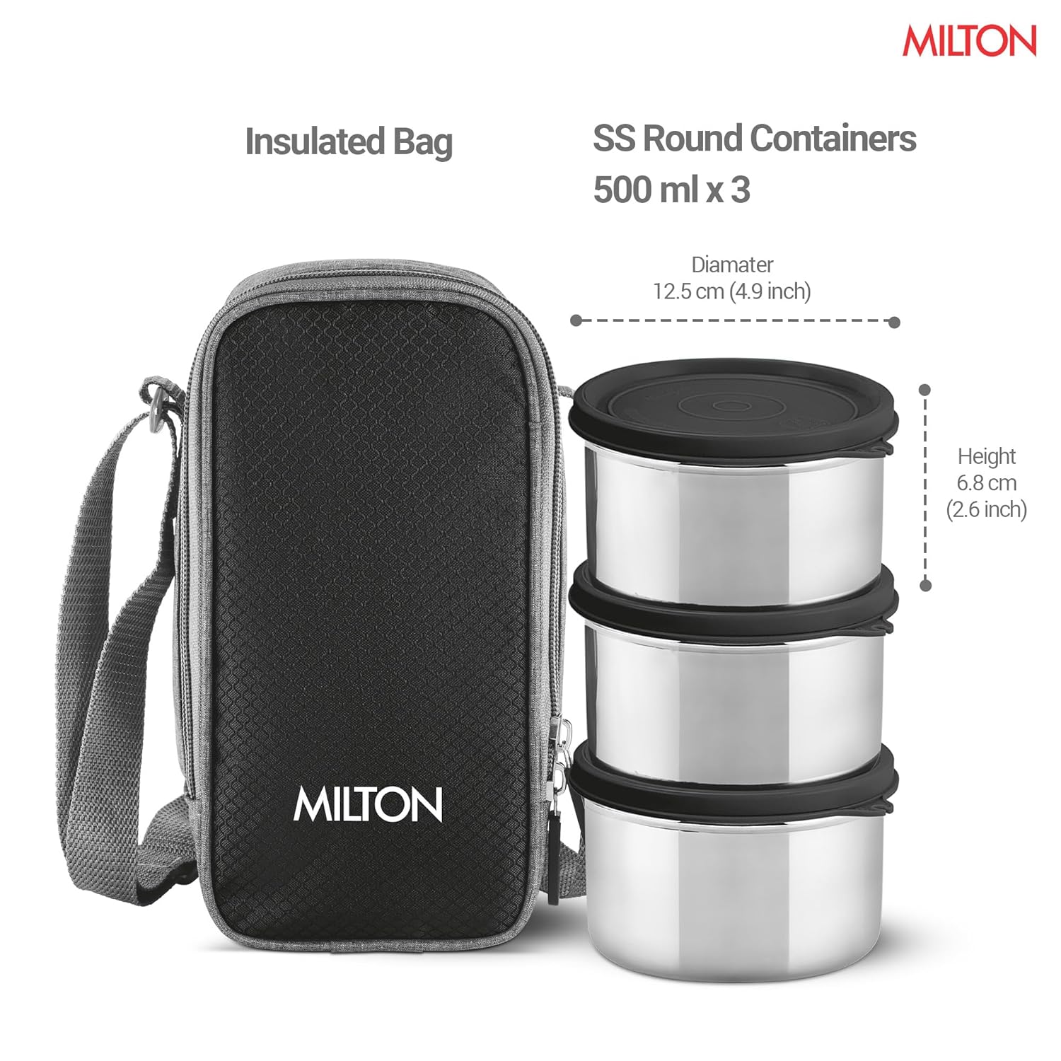 Stack Pack 3 Vertical Insulated Tiffin And Jacket (Milton) - Image 3