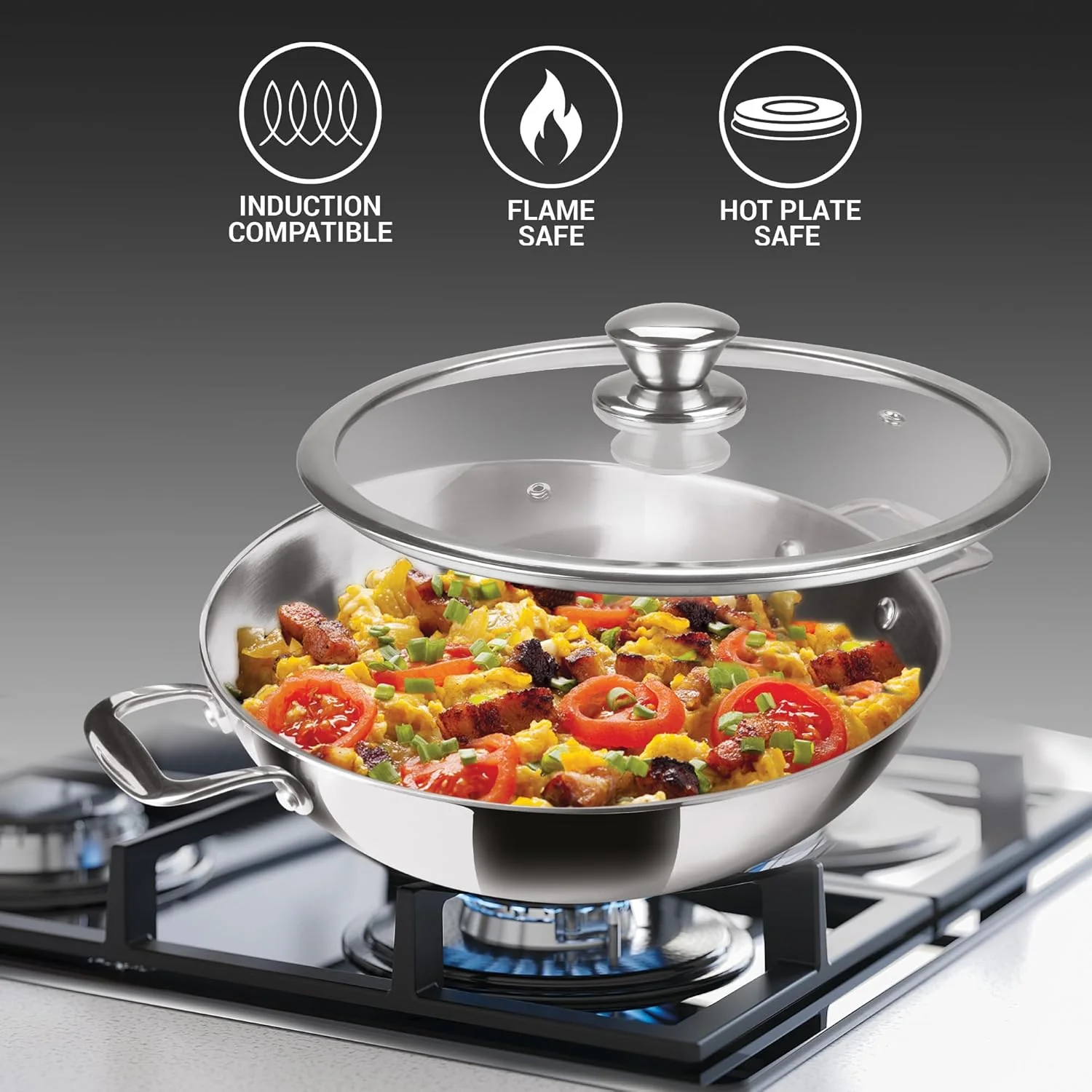 Triply Stainless Steel 3 Pcs Induction Cookware Set (Milton Procook) - Image 2