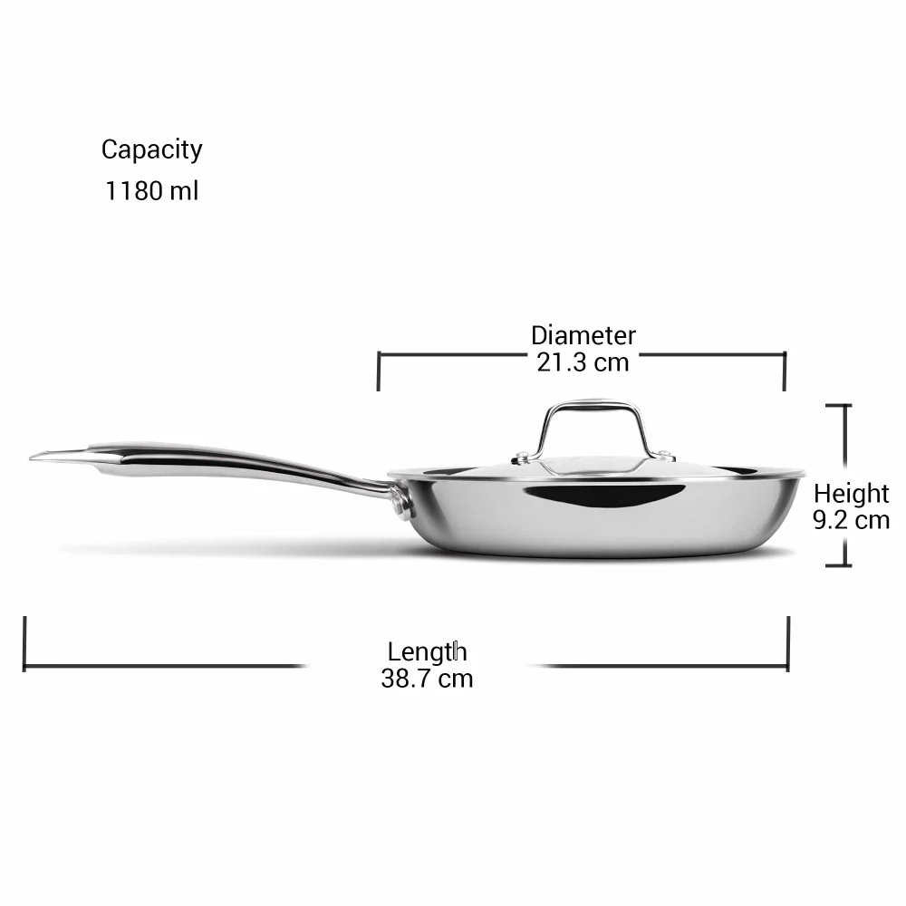 Triply Stainless Steel Fry Pan With Lid (Milton Procook) - Image 11
