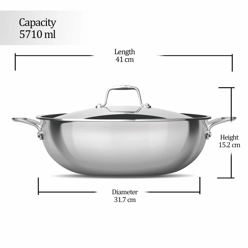 Triply Stainless Steel Kadhai with Lid (Milton Procook) - Image 12